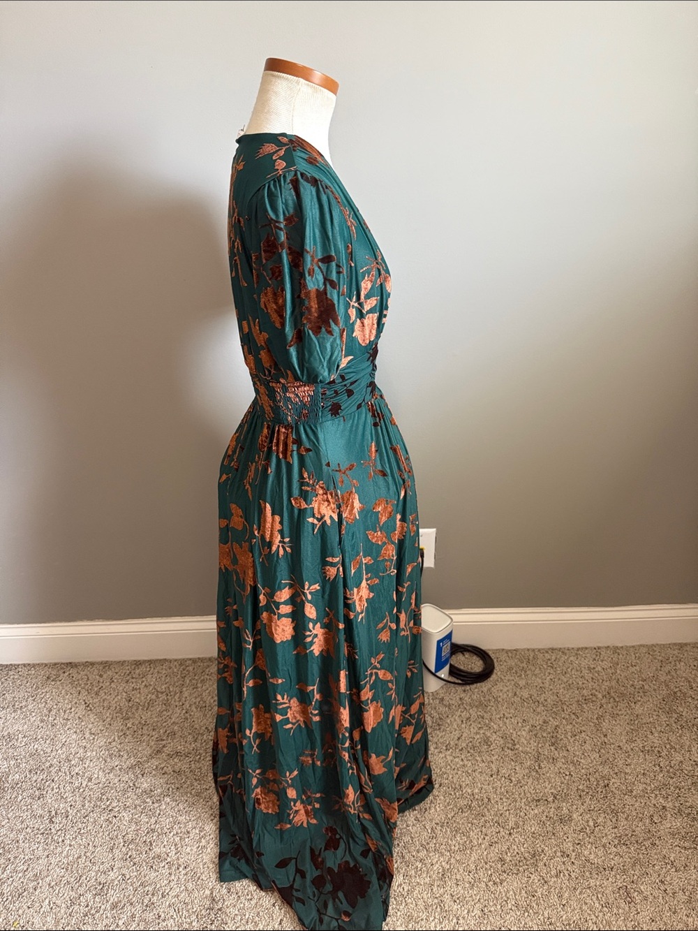 NWT!! Baltic Born - Leslie Velvet Maxi Dress | Bronze + Jade - Size Medium - Picture 6 of 11